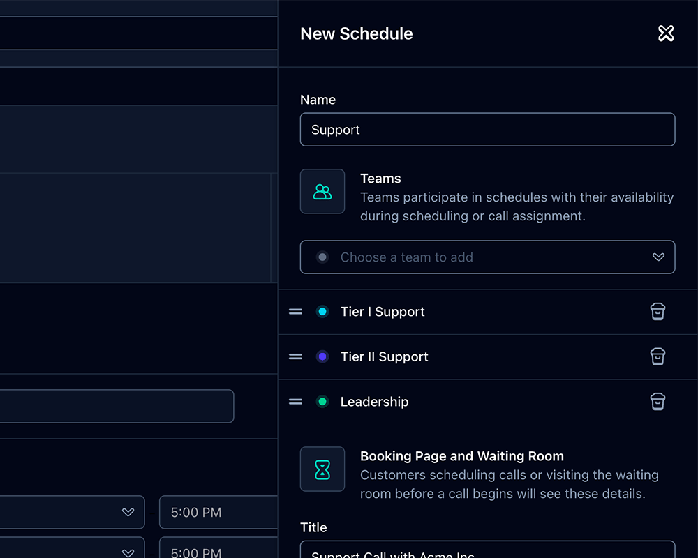 Screenshot of new schedule with teams