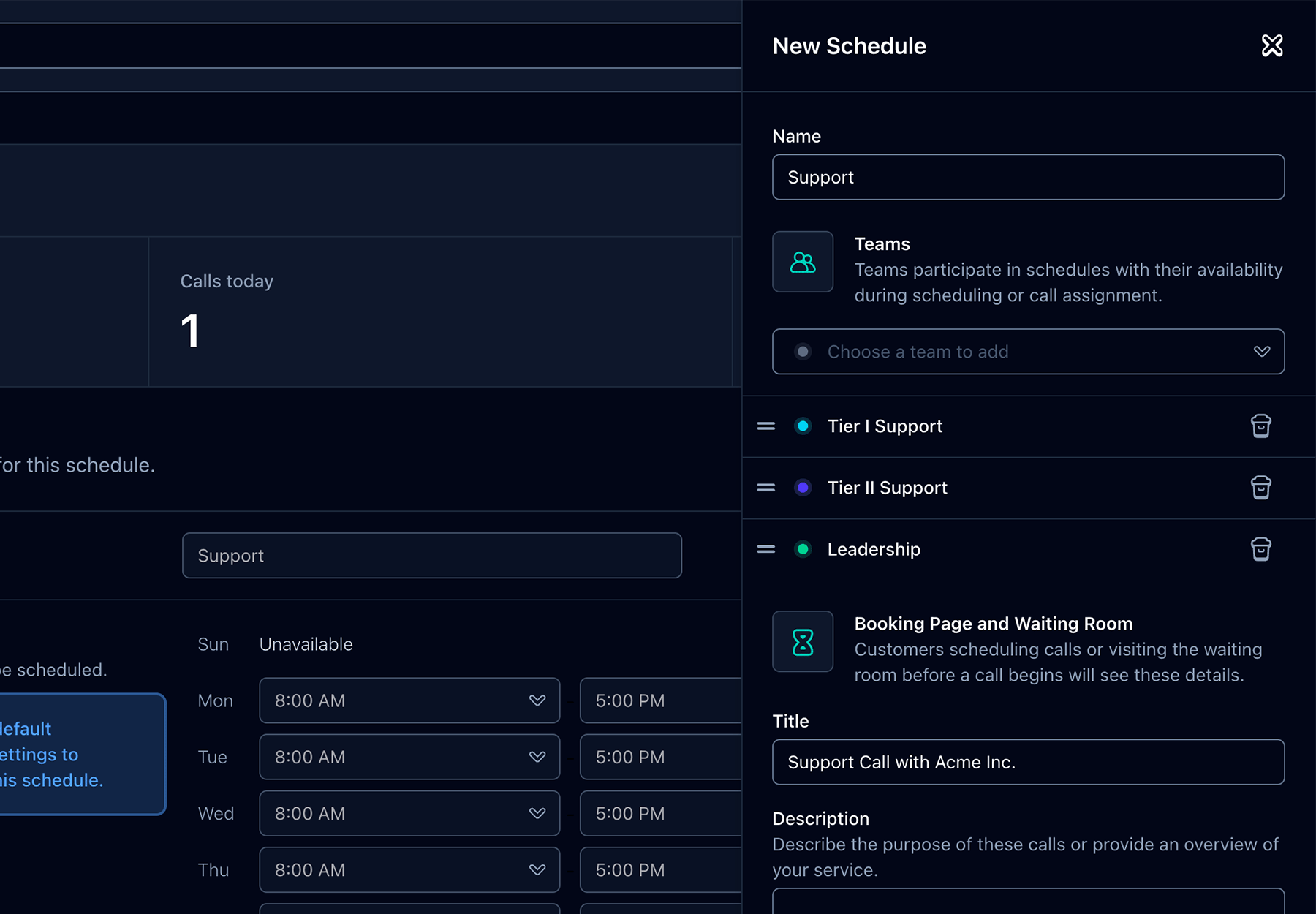 Screenshot of new schedule with teams
