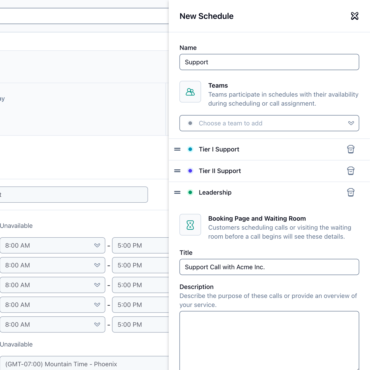 Screenshot of new schedule with teams