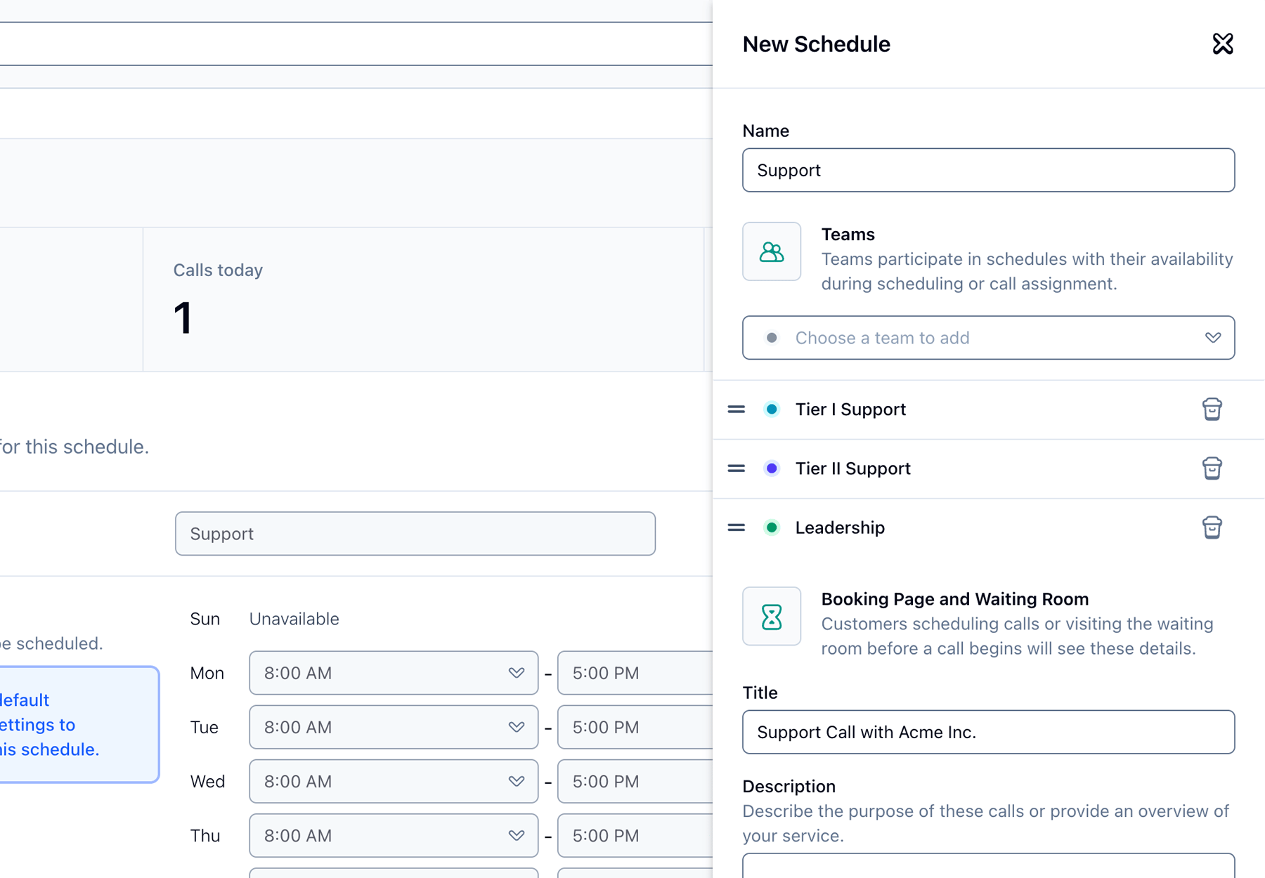 Screenshot of new schedule with teams