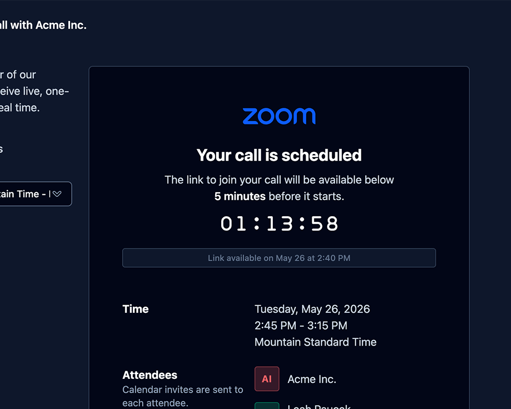 Screenshot of waiting room