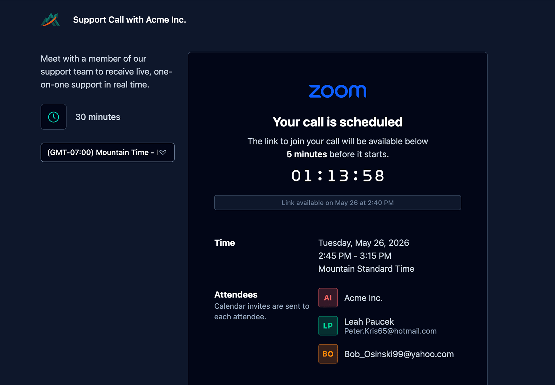 Screenshot of waiting room