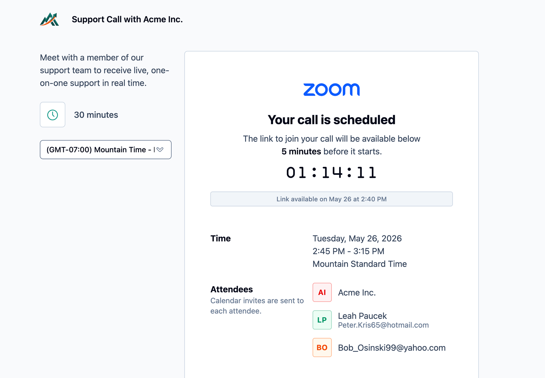 Screenshot of waiting room
