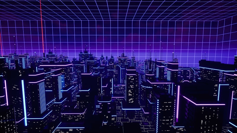 Digital city at night