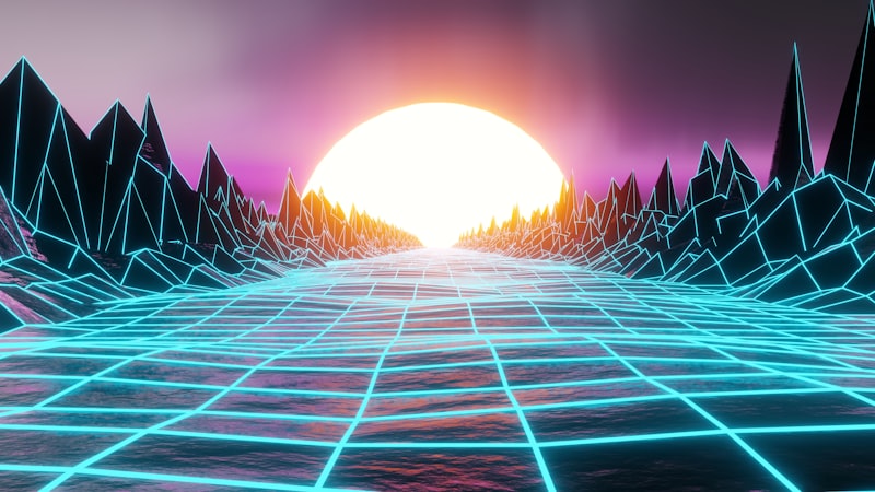 80's valley with a sunset