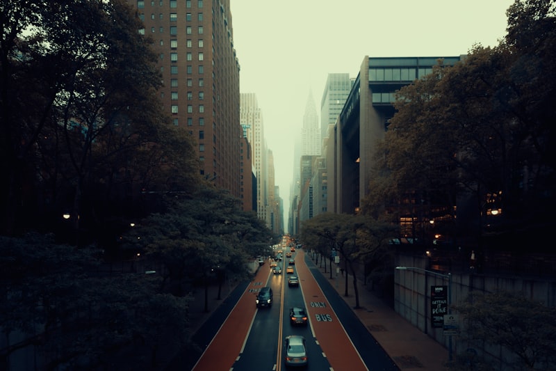Street with cars and buildings